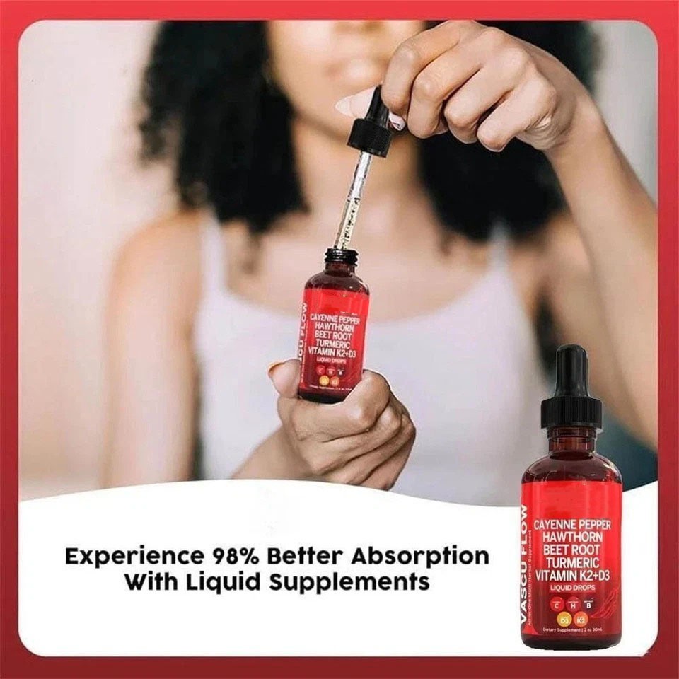 3/2Pack Cayenne Pepper Hawthorn Beet Root Turmeric Vitamin K2+D3 & Liquid Drops