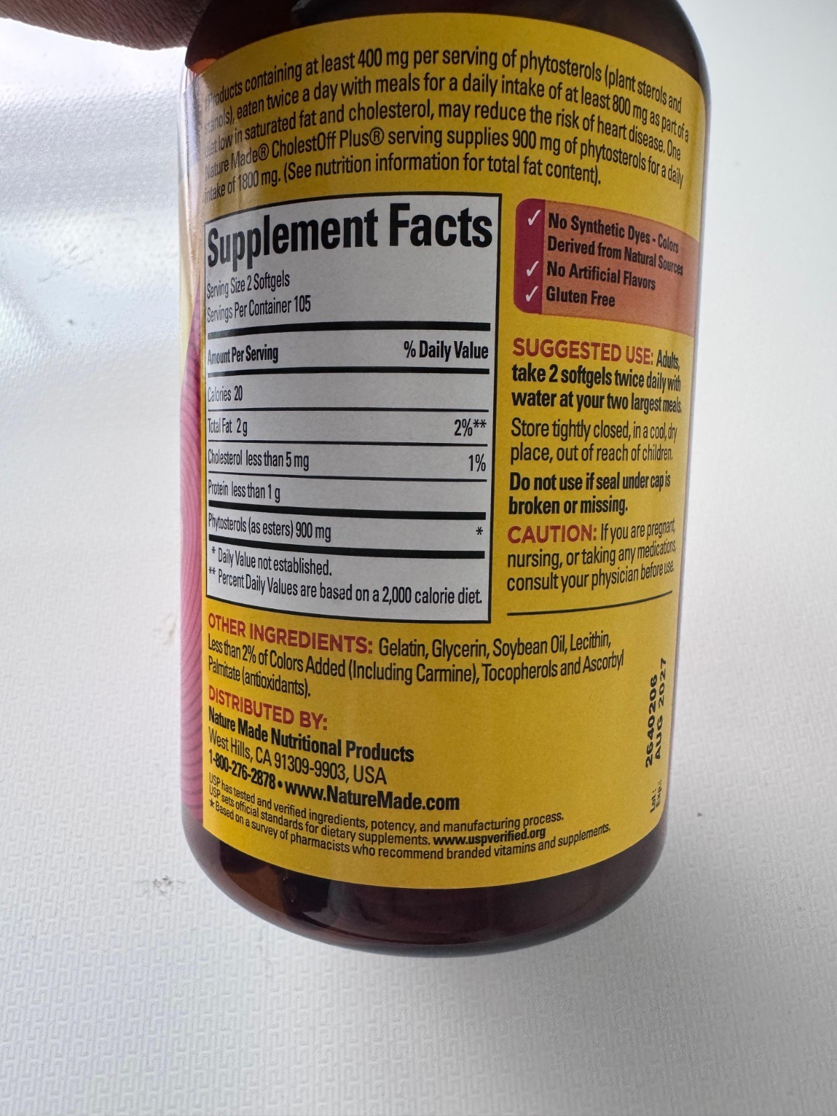 Nature Made CholestOff Plus 210 Softgels Plant Sterols Cholesterol Support