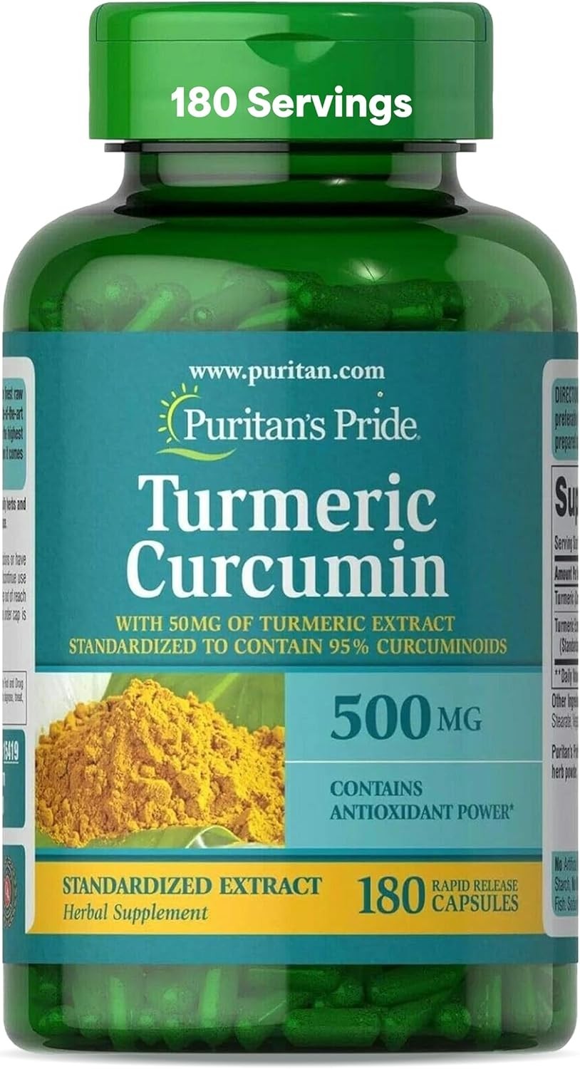 Puritan’s Pride Turmeric Curcumin 500 mg – 180 Capsules