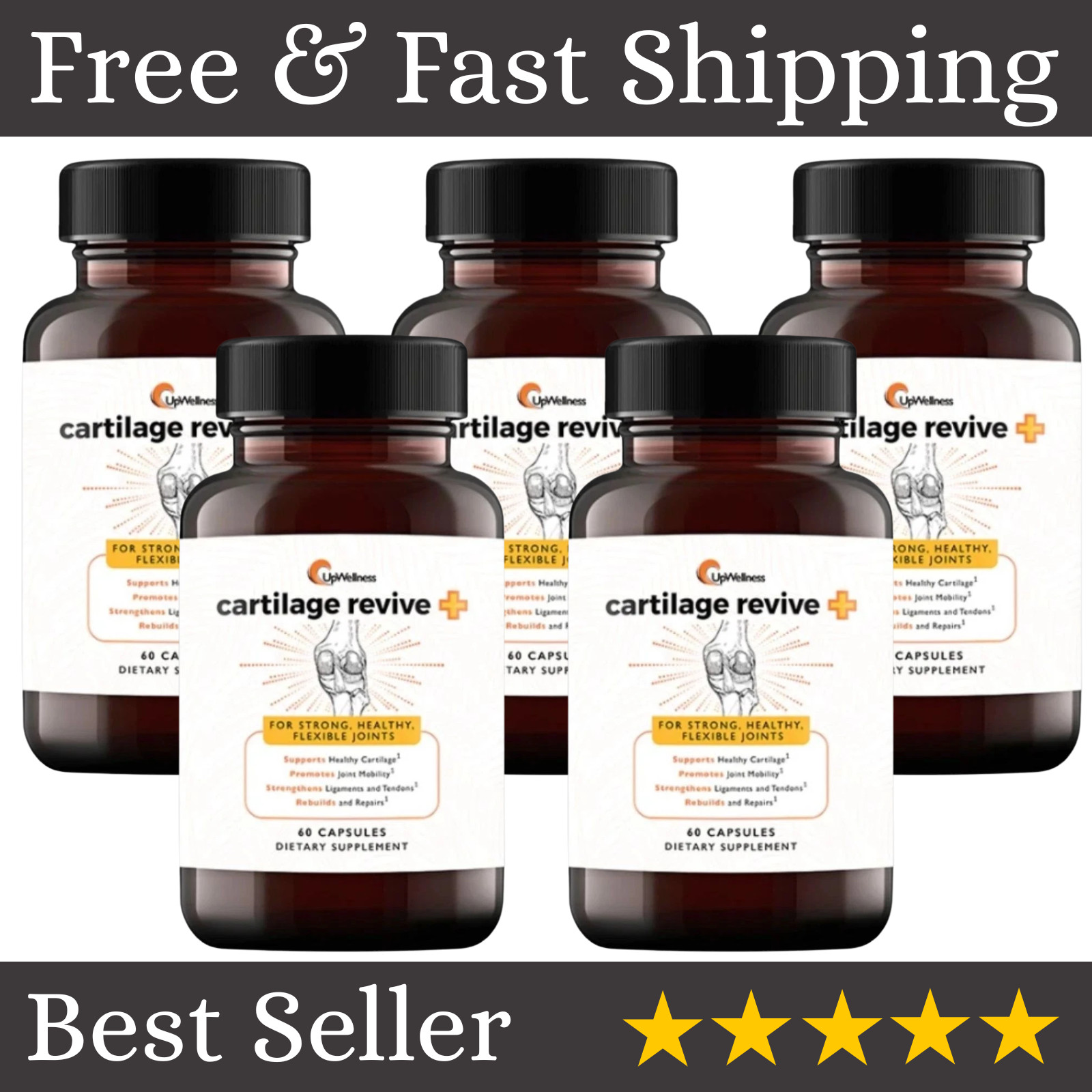 (5Pack) UpWellness Cartilage Revive + Joint Support Supplement for Men and Women