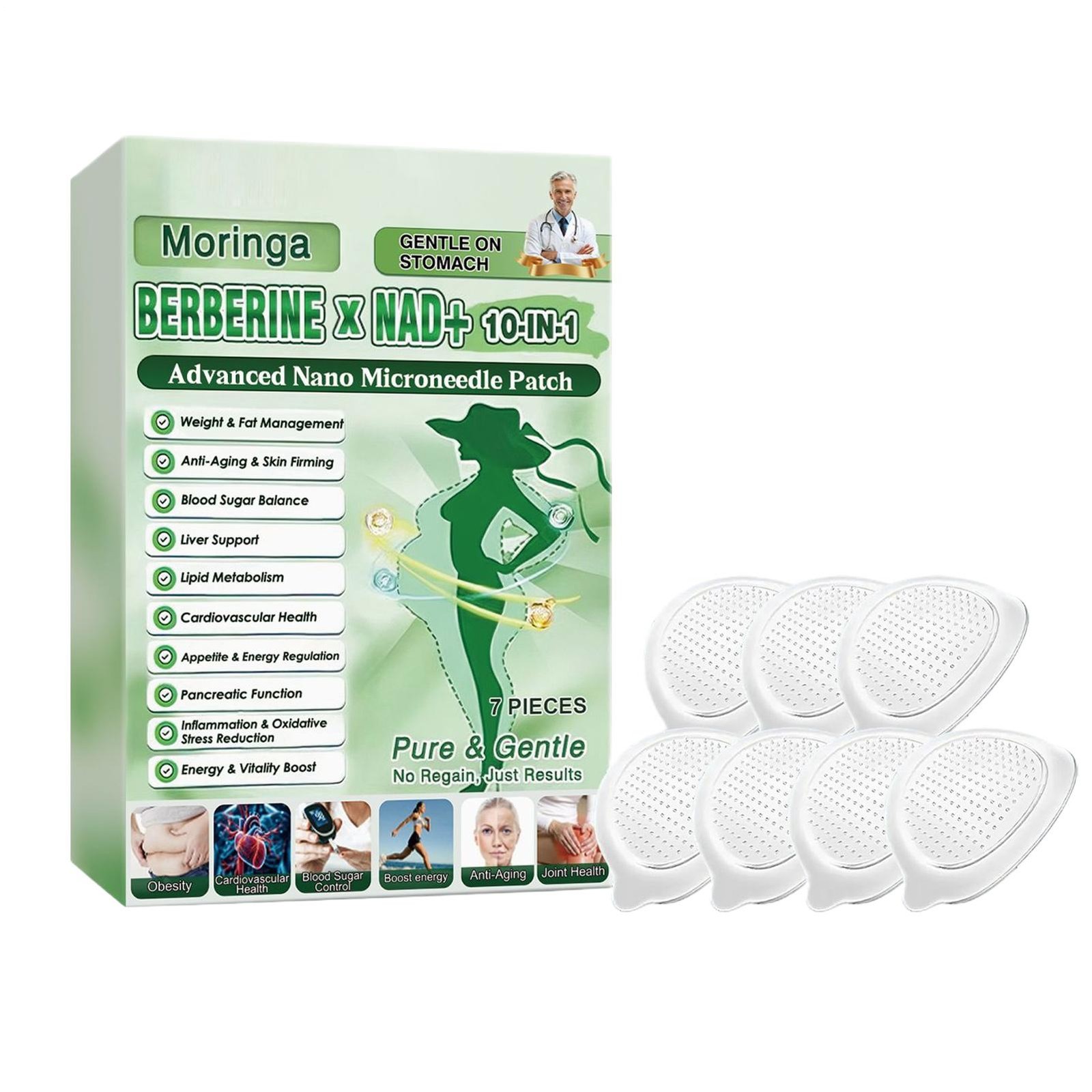 Moringa Berberine 10 In 1 Advanced Nano Microneedle Patch designed for Weight Lo