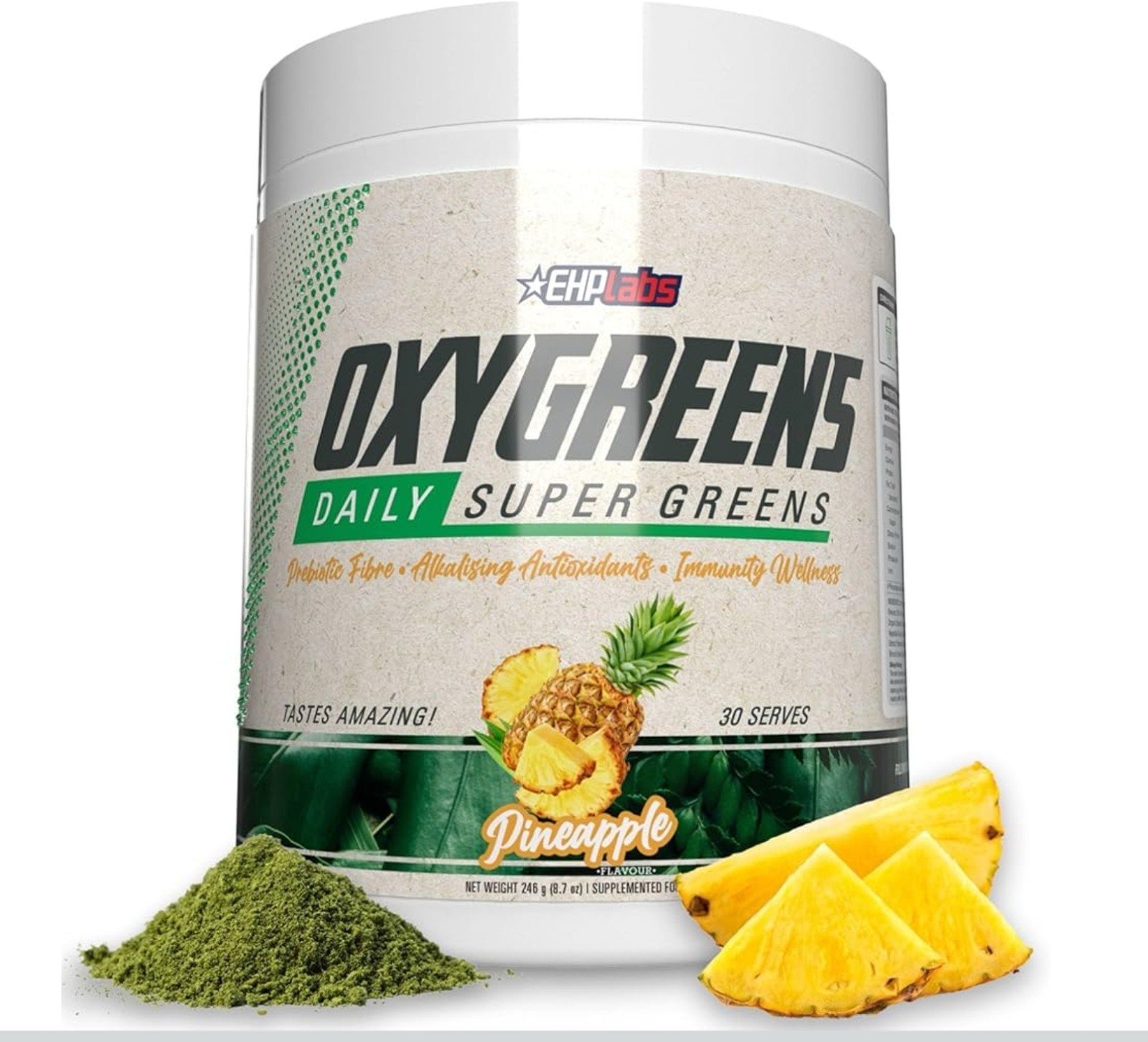 EHPlabs OXYGREENS powder 9oz ( 30 Servings ) Natural Pineapple Fla BEST BY 08/26