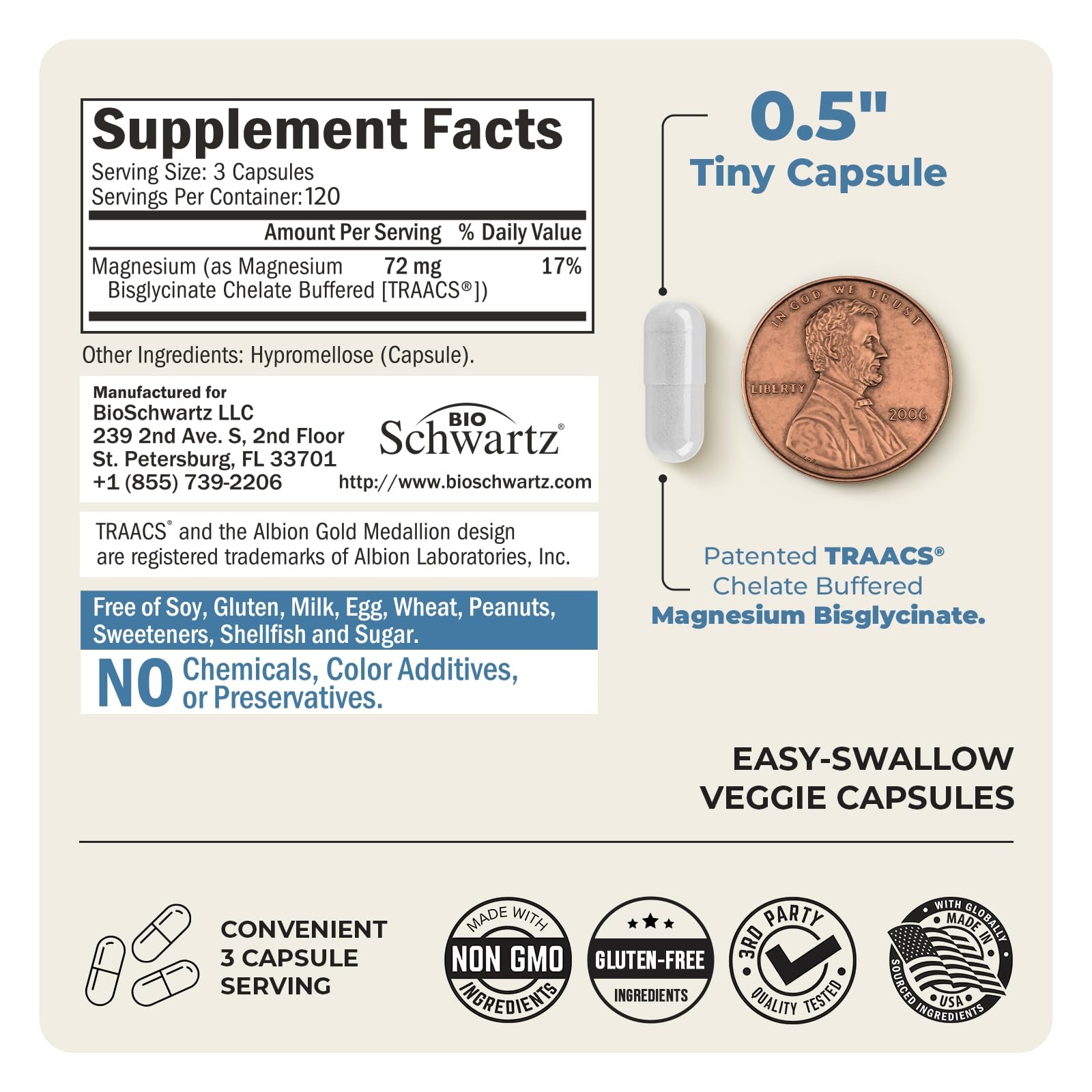 Magnesium Bisglycinate Chelated Supplement – High 360 Count (Pack of 1)