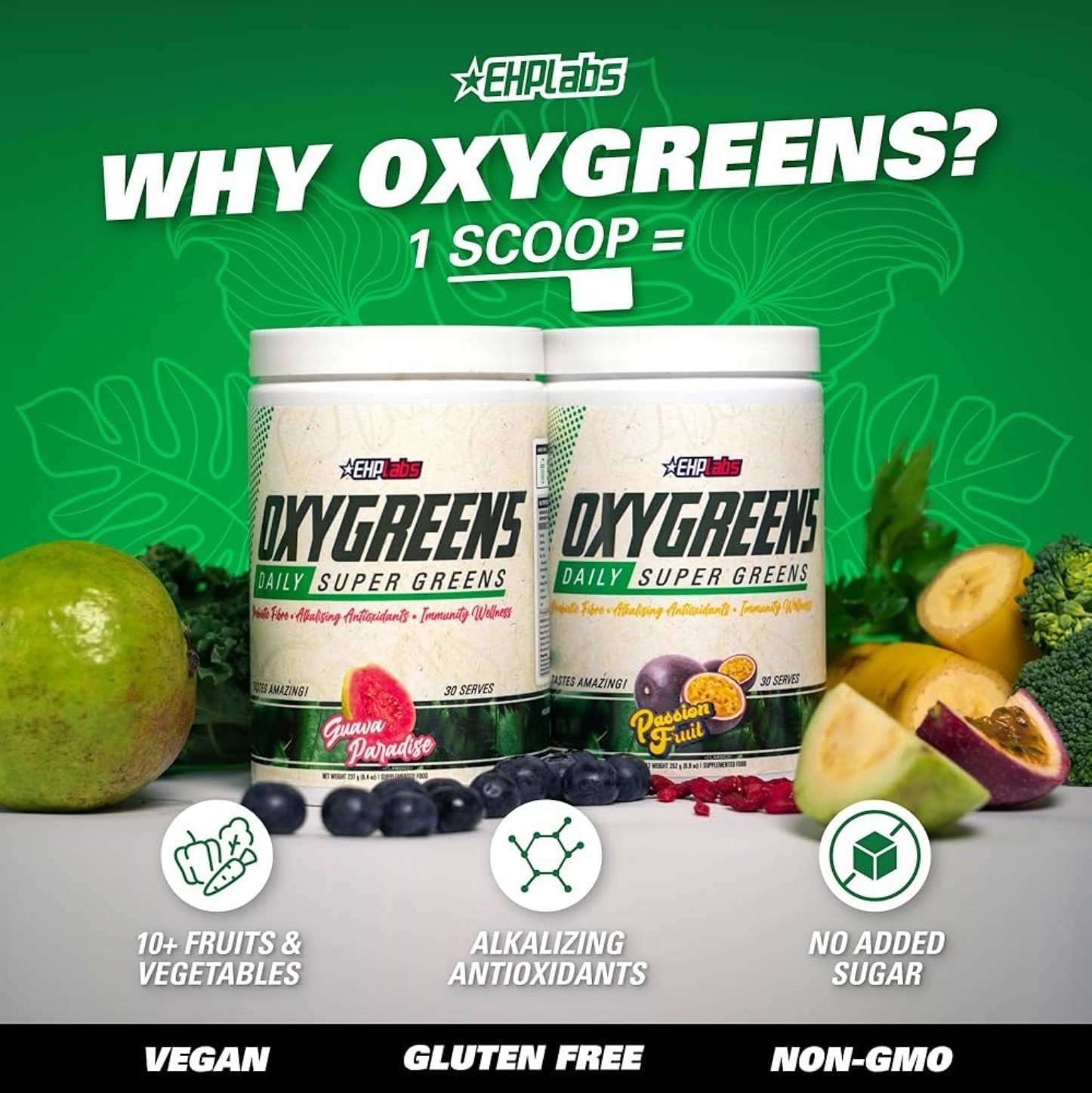 EHPlabs OXYGREENS powder 9oz ( 30 Servings ) Natural Pineapple Fla BEST BY 08/26