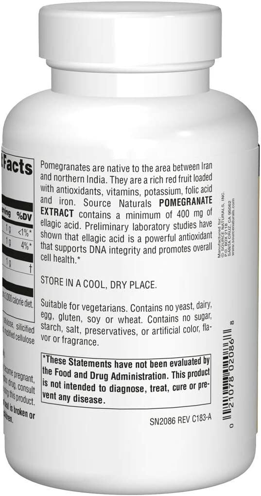 Source Naturals, Pomegranate Extract 500mg/ serving – 240 Tablet