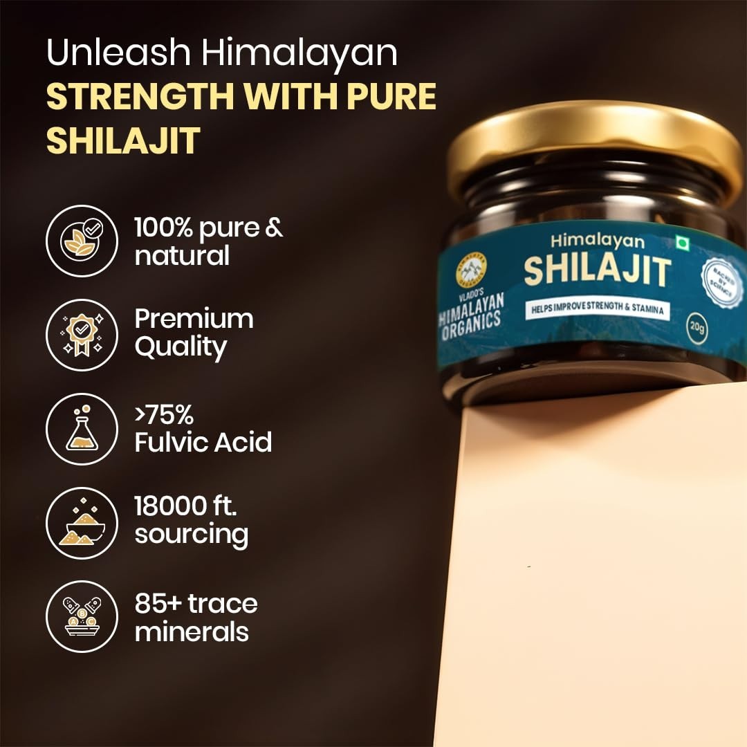 Vlado’s Himalayan Organics 100% Pure Shilajit/Shilajeet Resin – 20 Grams