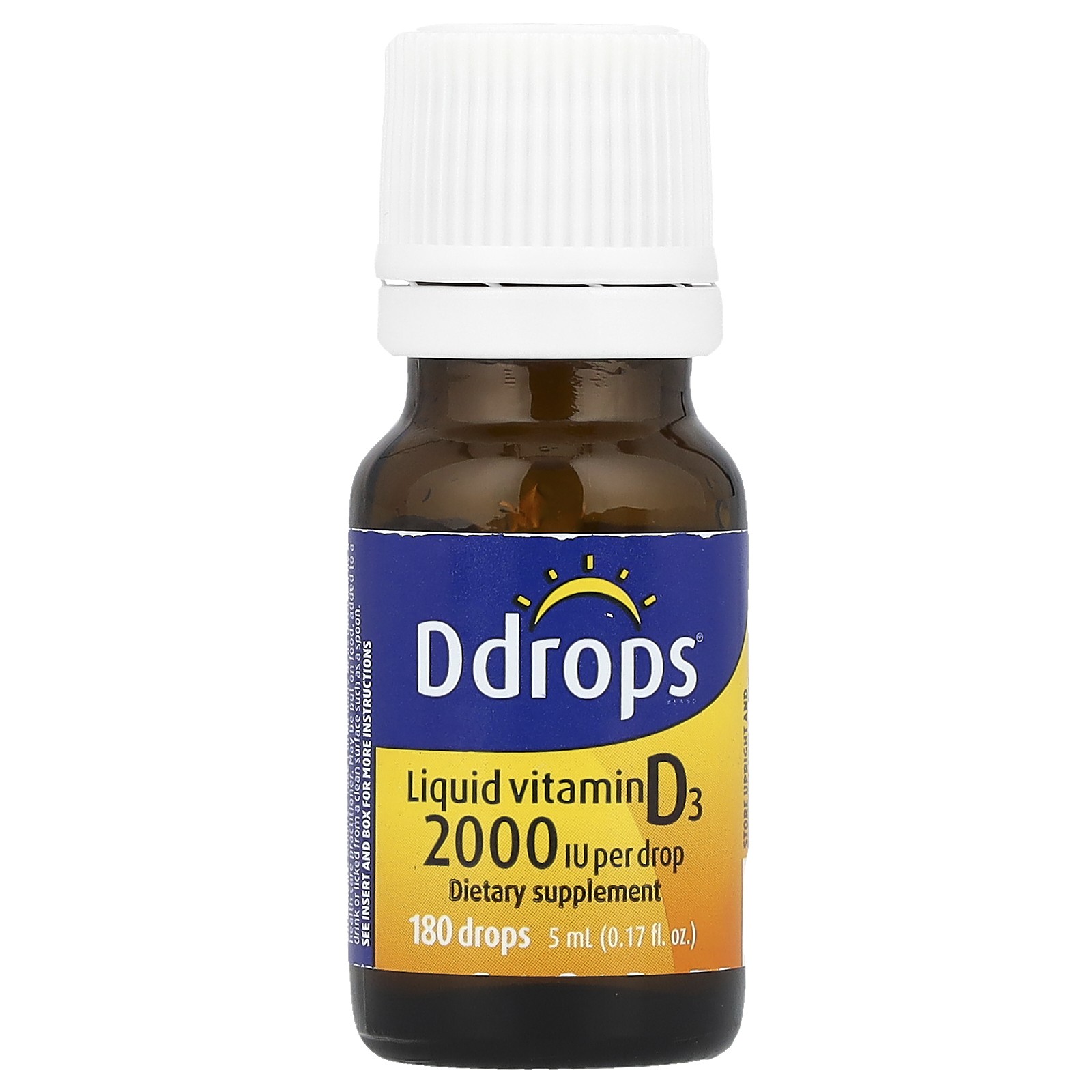 Ddrops Liquid Vitamin D3 2000 IU 0 17 fl oz 5 ml Preservative-Free, Wheat-Free,
