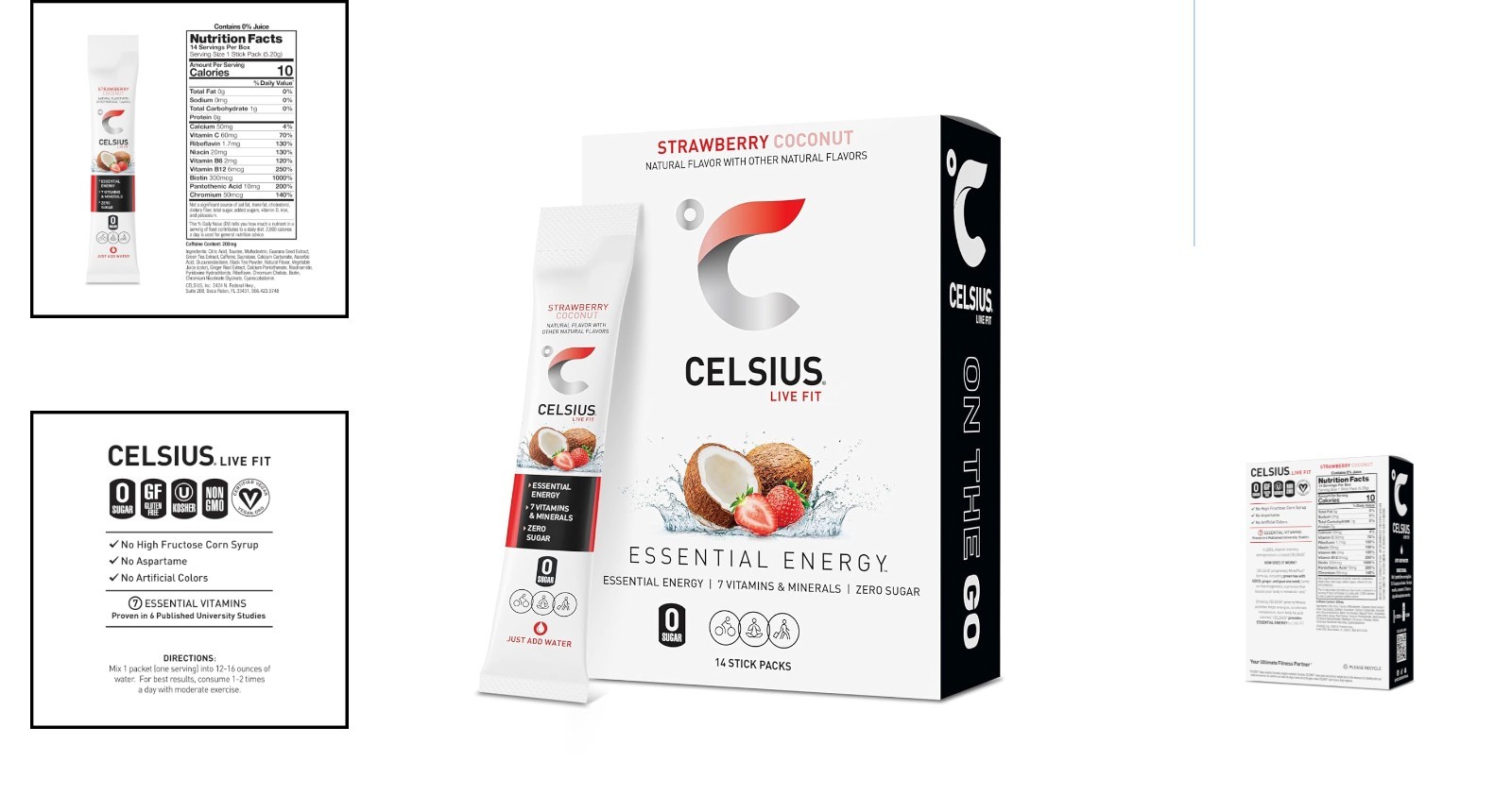 Convenient On The Go Strawberry Coconut Energy Drink Mix – 14 Sugar-Free Sticks