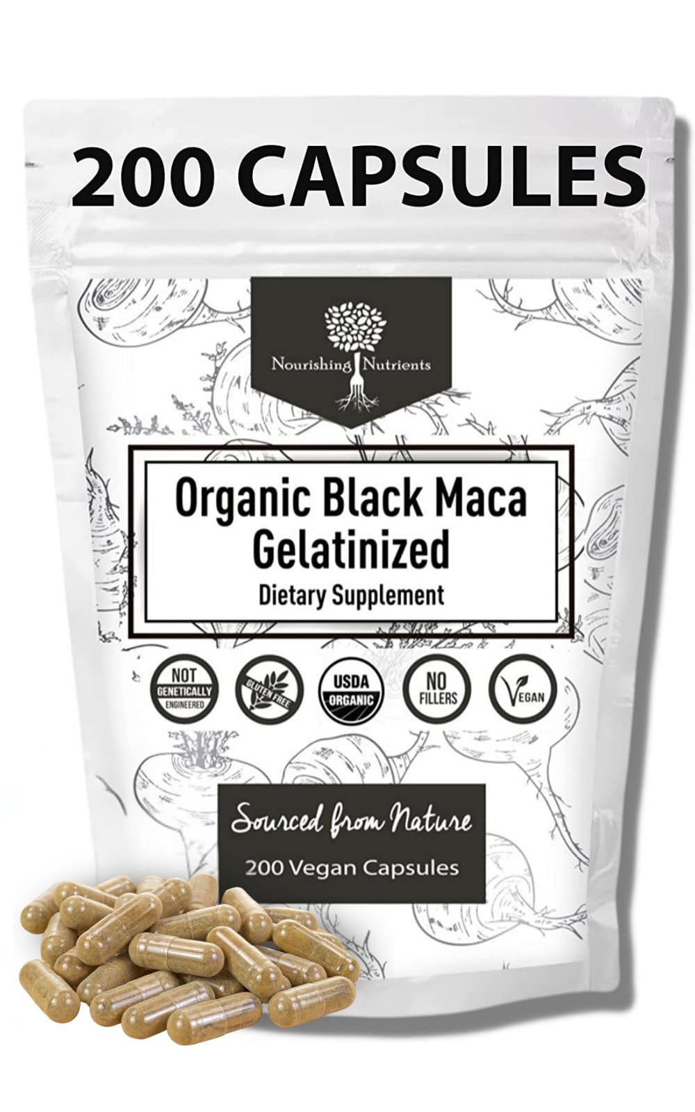 Organic Gelatinized Black Maca – 3X Stronger 200 200 Count (Pack of 1)