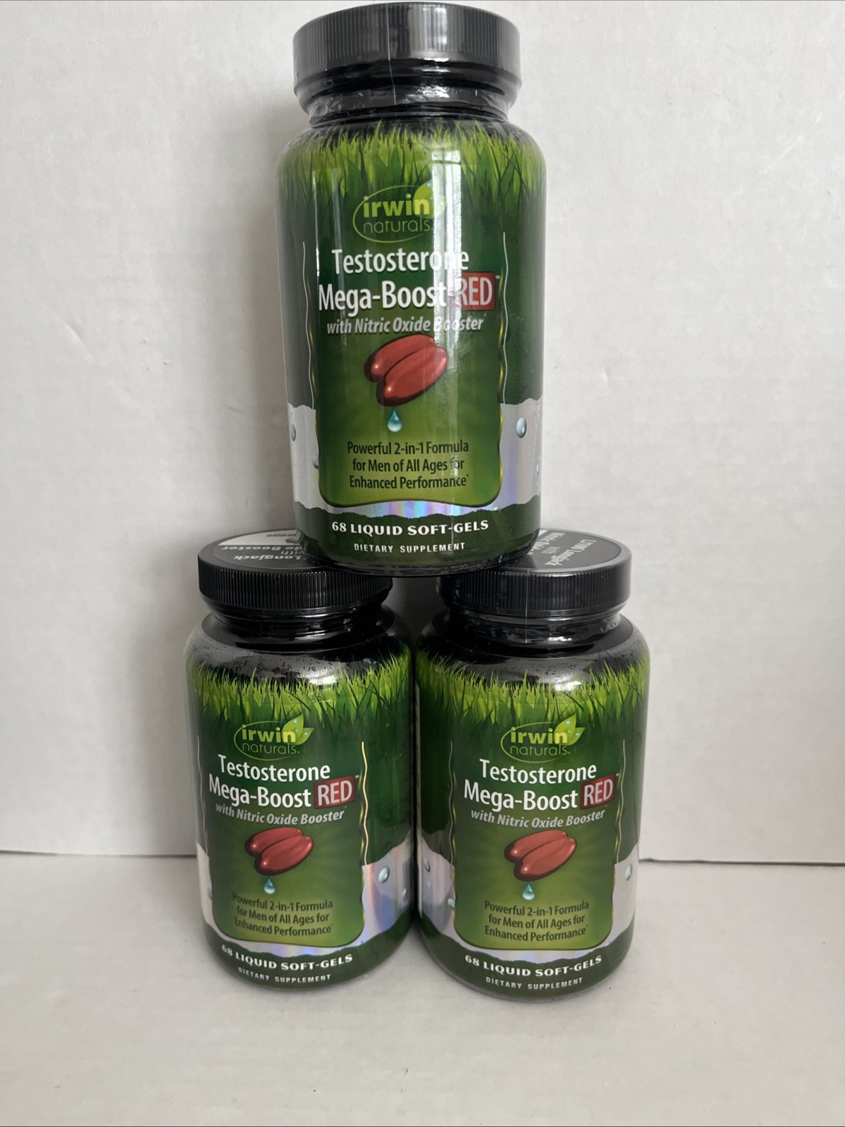 LOT x3 Irwin Naturals Mega-Boost Red – 68 Softgel **exp 9/2026