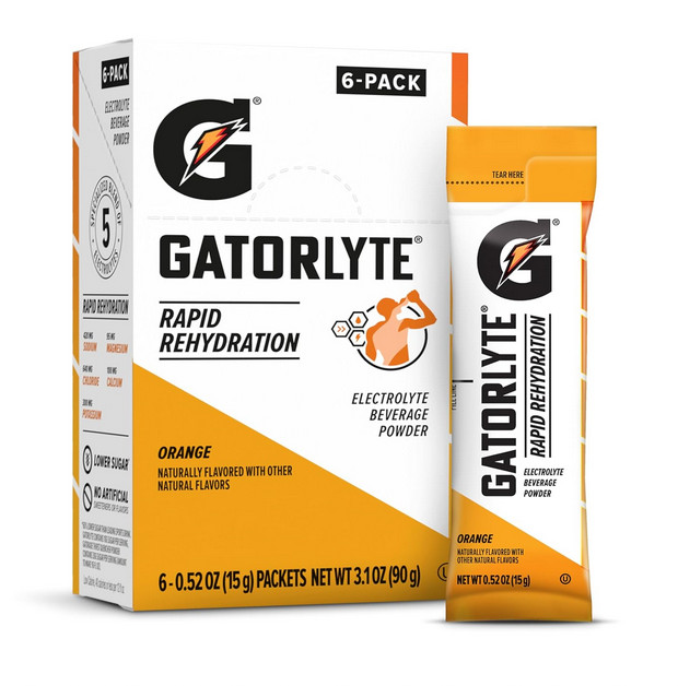 Gatorlyte Powder Orange, 16.9oz (Pack of 6)
