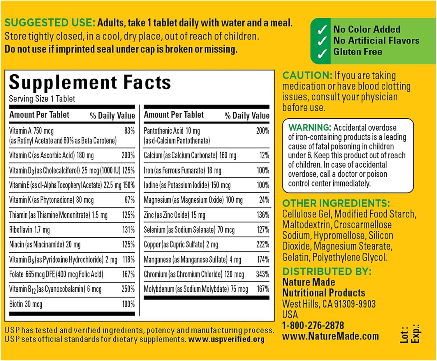 Multivitamin Tablets with Iron for Daily Nutritional Support 130 Tablets