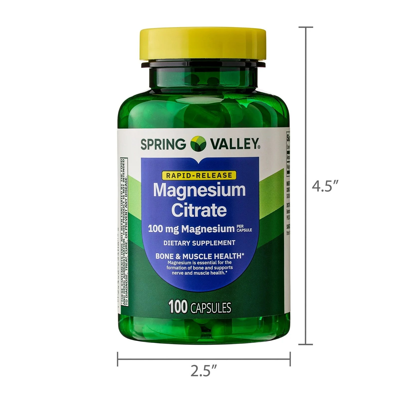 Spring Valley Magnesium Citrate Capsules, 100 mg, 100 Count
