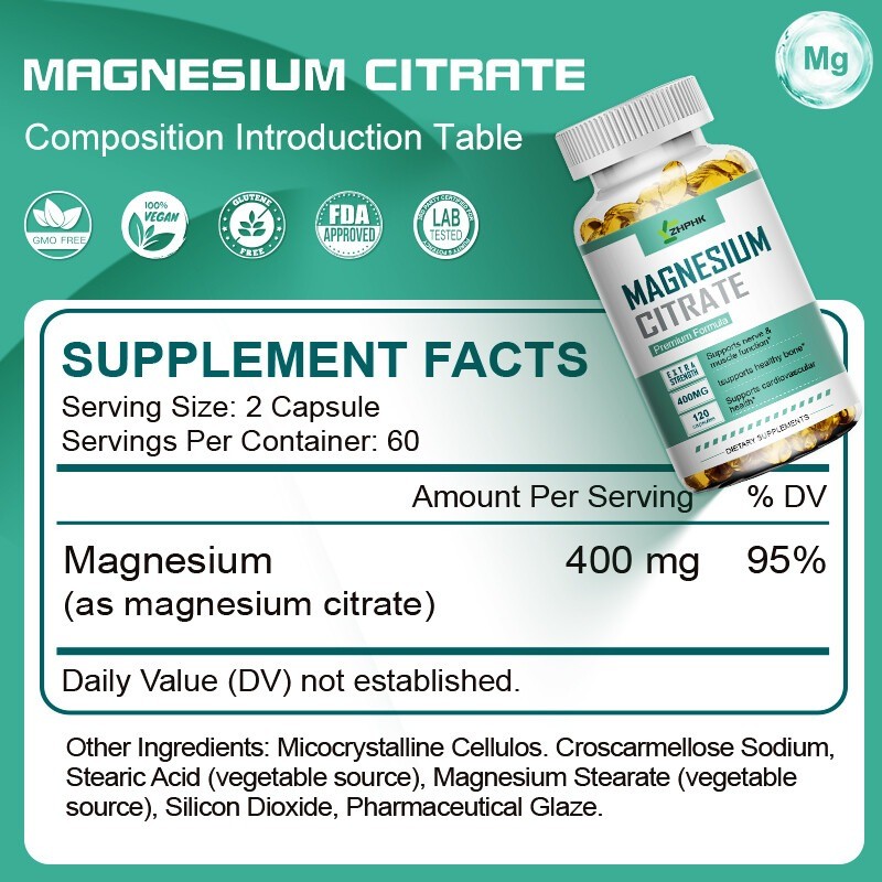 Magnesium citrate helps with bone health digestion and cardiovascular health