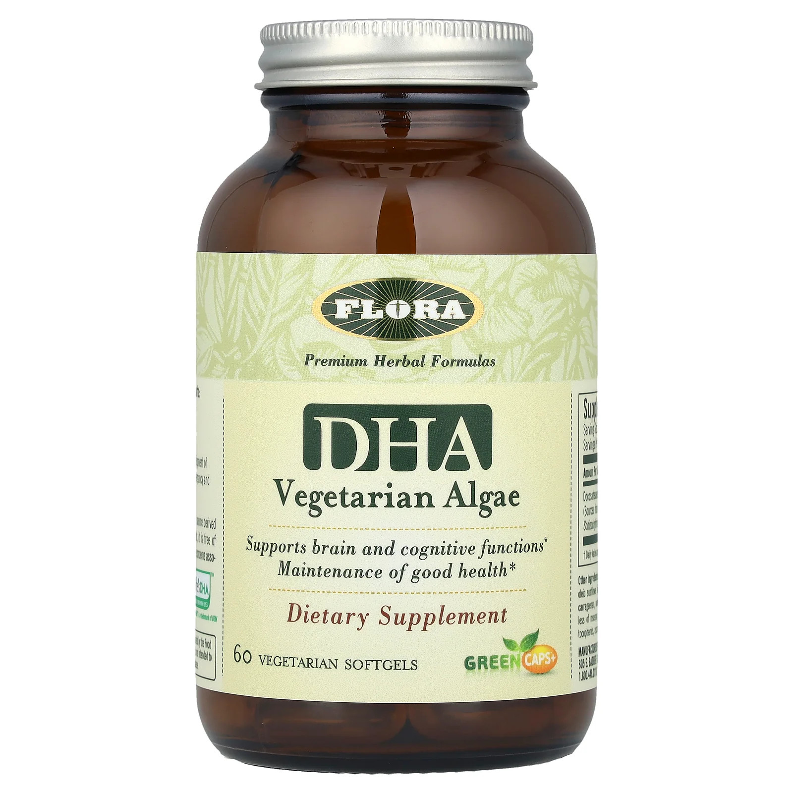 2 X Flora, DHA Vegetarian Algae, 60 Vegetarian Softgels (250 mg per Softgel)
