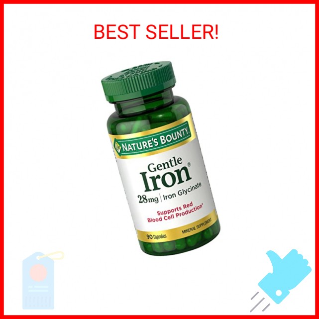 Nature’s Bounty Gentle Iron 28 mg Capsules with Vitamin C, Folic Acid, Vitamin B