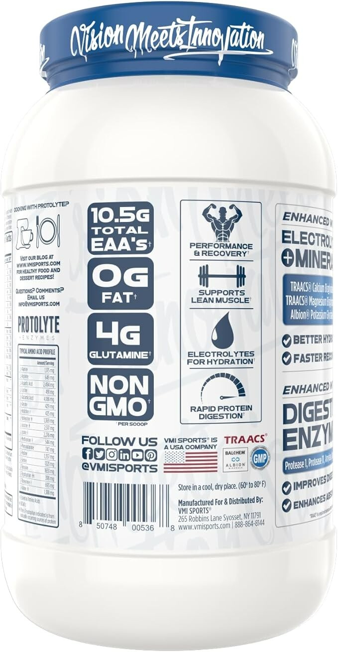 VMI Sports, ProtoLyte Whey Isolate Protein Powder, Vanilla Cake Batter, 1.6