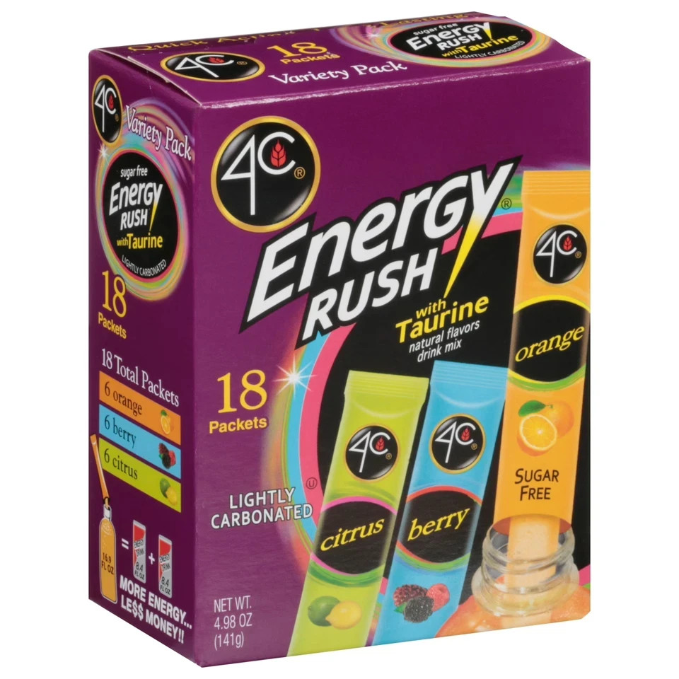 4C Energy Rush with Taurine Variety Pack Drink Mix Natural And Artificial Flavor