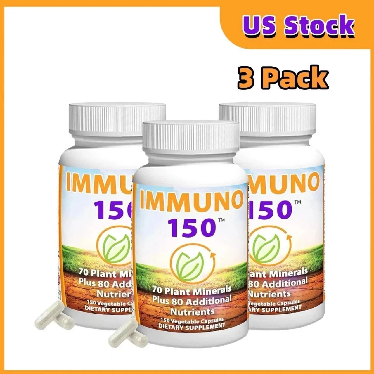 3 Pack Immuno 150, Immune Support Supplement, Packed with 70 Plant Minerals-+