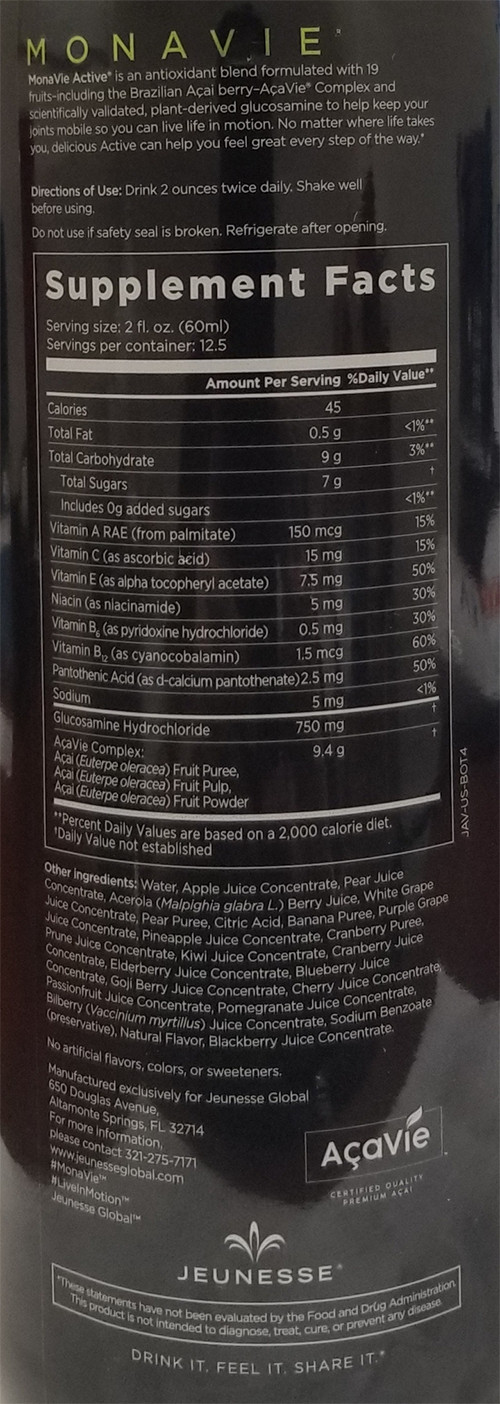 ✅ Monavie Active – 1 Case / 4 Bottles – Use by Date: 05/2027