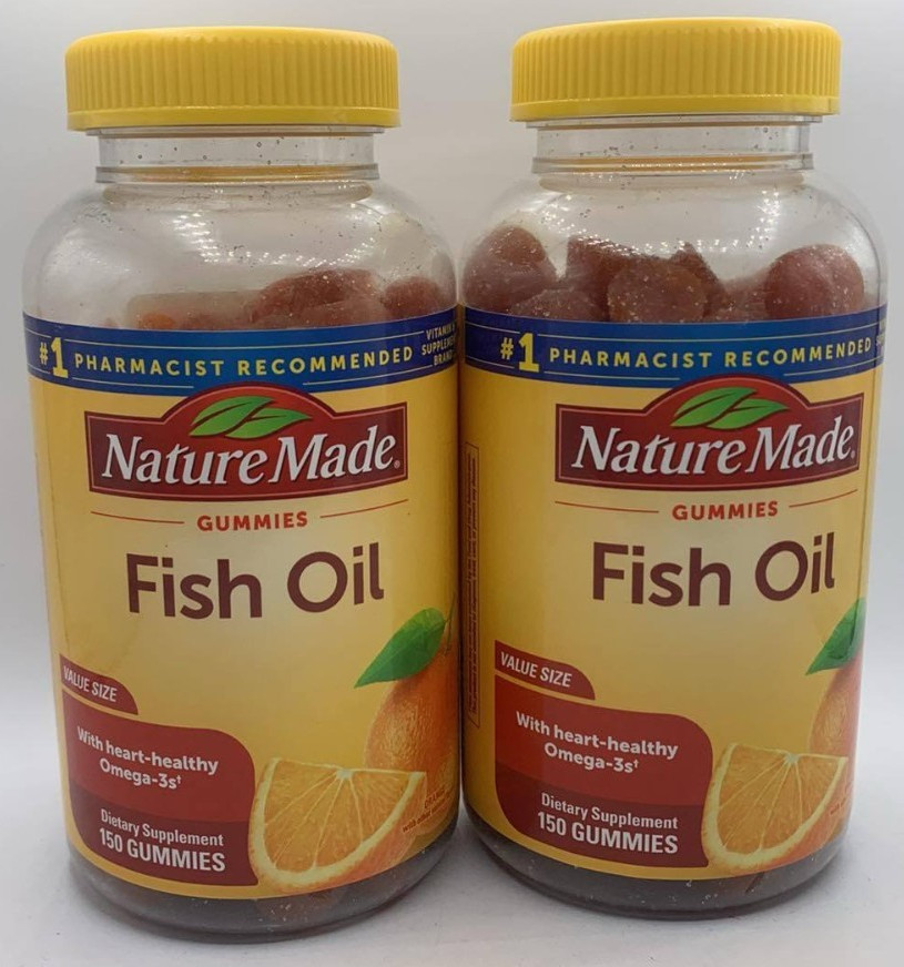 2PK Nature Made Fish Oil 400mg ~ 150 Gummies Each ~ Orange Flavored ~ EXP 11/26