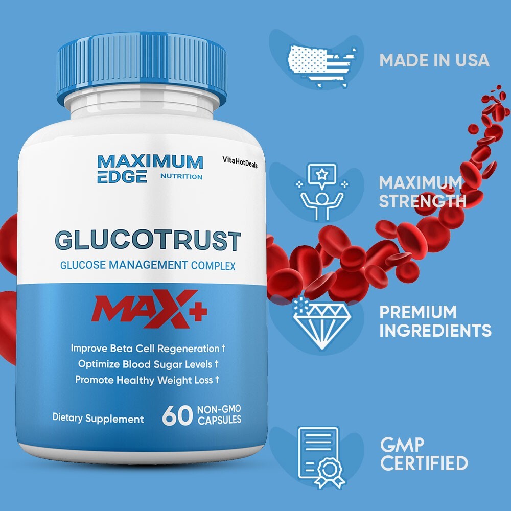 Glucotrust Capsules Max +, Glucotrust Max+ Maximum Edge Supplement (5 Pack)