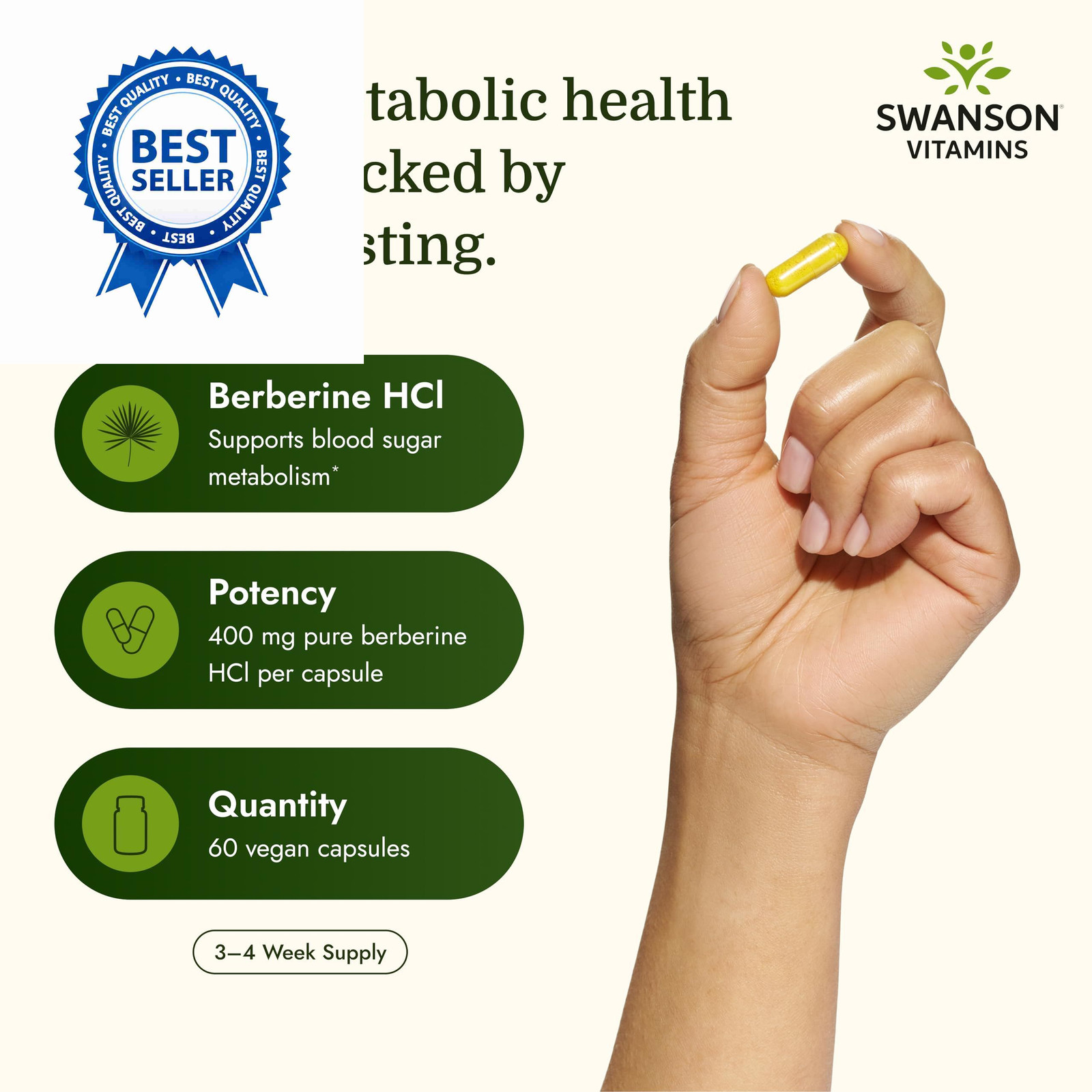 Swanson Berberine HCl Cardiovascular and Metabolic 60 Count (Pack of 1)