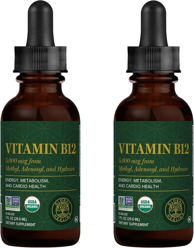 Global Healing Center Vitamin B12 5000 mcg, Organic Sublingual Liquid Drops …