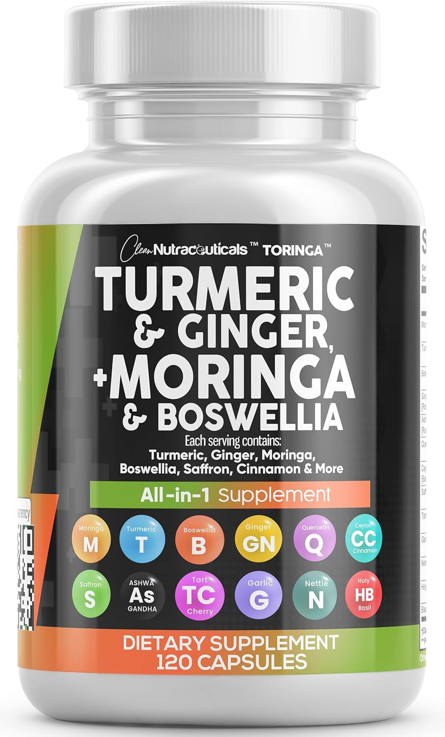 Clean Nutraceuticals Turmeric Moringa Ginger Boswellia Saffron Cinnamon 1Pk