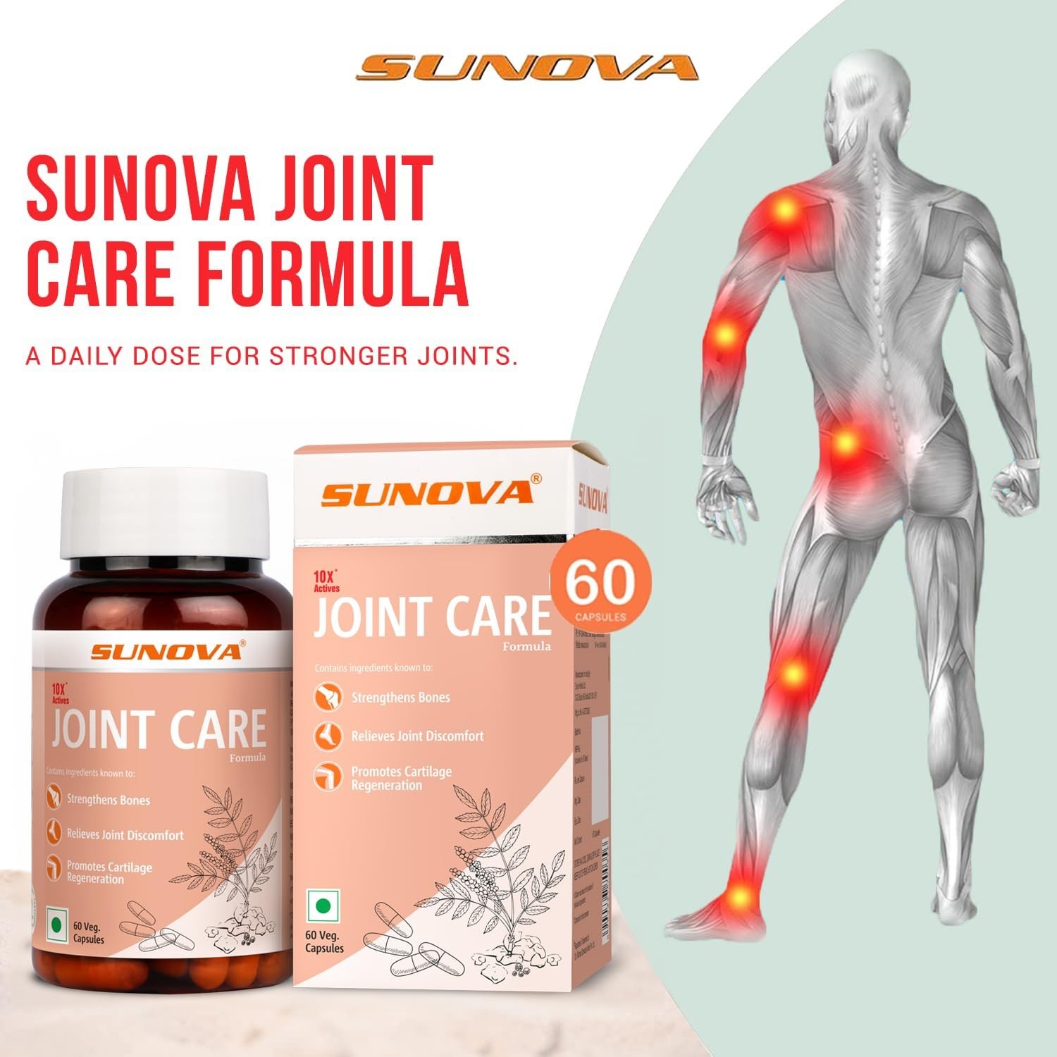 S.UNOVA Joint Care Boswellia AKBA Bone Support 60 Caps