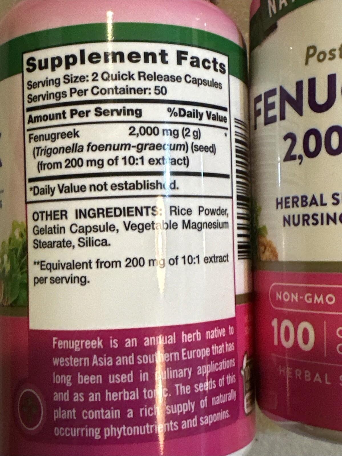 6 Bottles BULK LOT Postnatal Fenugreek Nursing Support 100 Cap NEW & SEALED 7/26