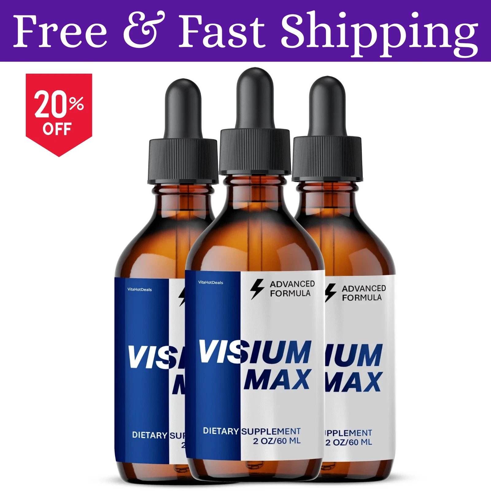 Visium Max Liquid Drops, Extra Strength VisiumMax, All Natural Formula (3 pack)