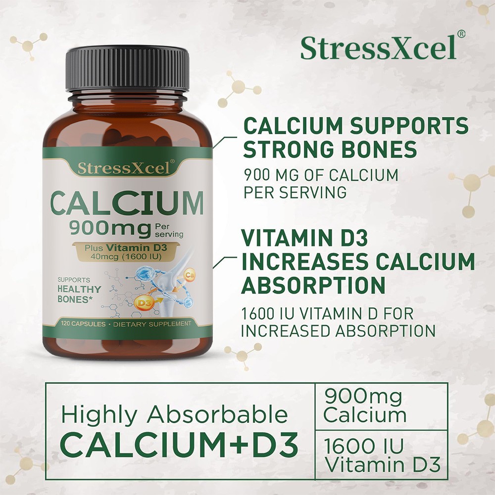Calcium 8000mg with Vitamin D3, 30/60/120 Tablets – Non-GMO Support Bone Health