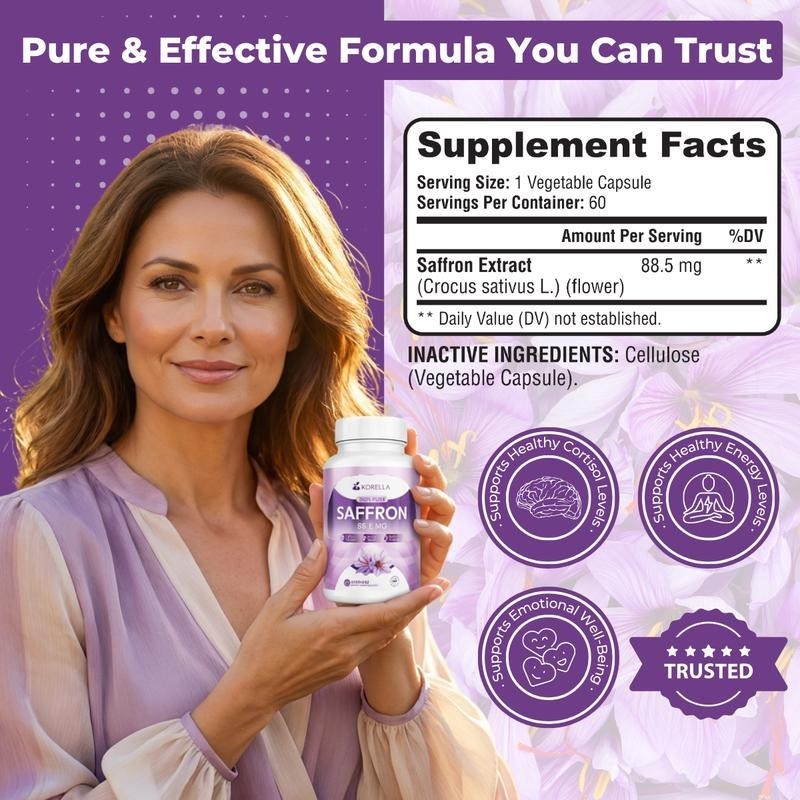 1-3 pack Korella Saffron Extract [88.5Mg] for Stress, Mood & Focus – Natural US