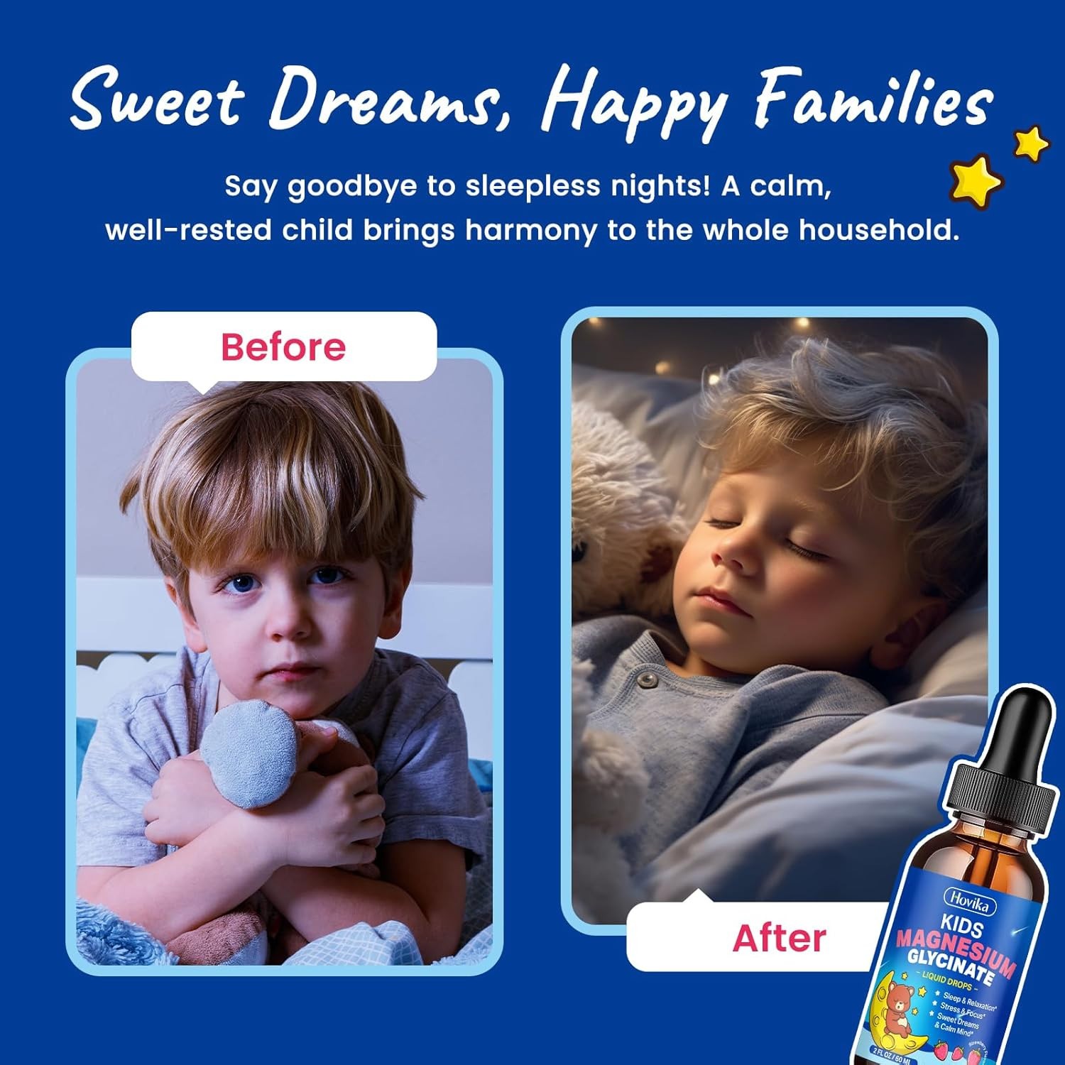 Magnesium Glycinate Liquid for Kids Sleep Calm Focus Drops Strawberry