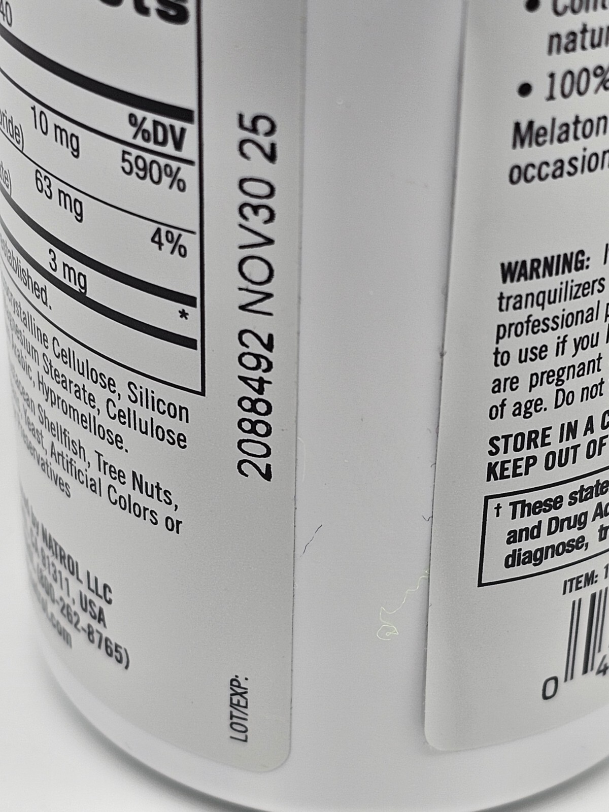 Natrol Melatonin 3 mg 240 Tablets Egg-Free, Fish Free, Milk-Free, 100% Drug Free