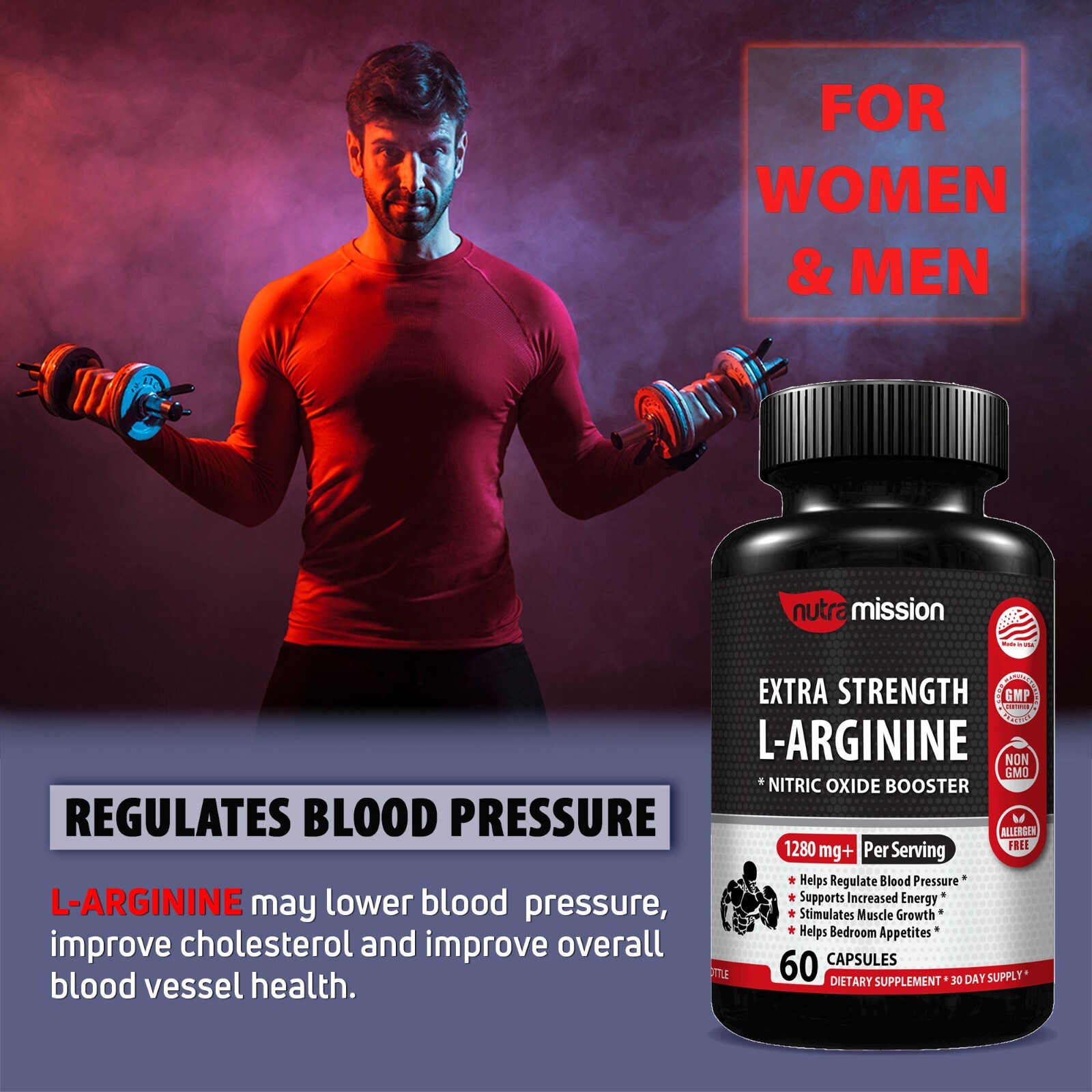 Testosterone & Libido Booster with L-Arginine for Men x3