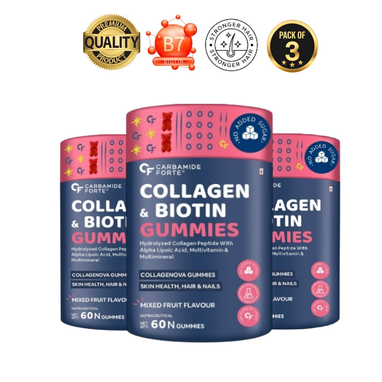 Carbamide For.te Collagen Hair Gummies 60 Pack of 3