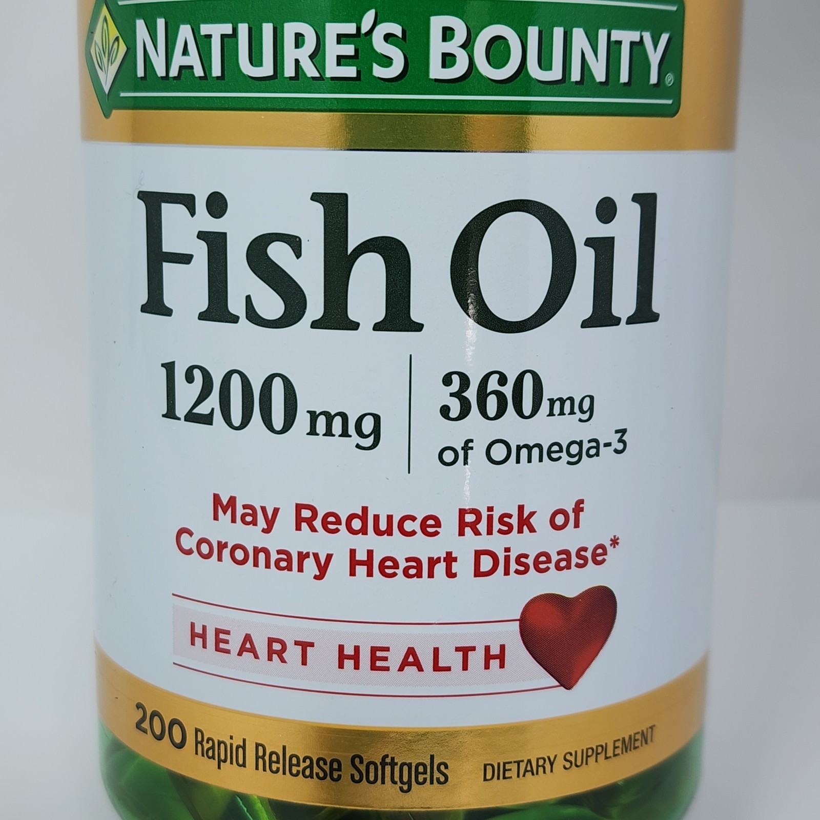 Nature’s Bounty Fish Oil 1200 mg, 200 Rapid Release Softgels Exp 09/2027