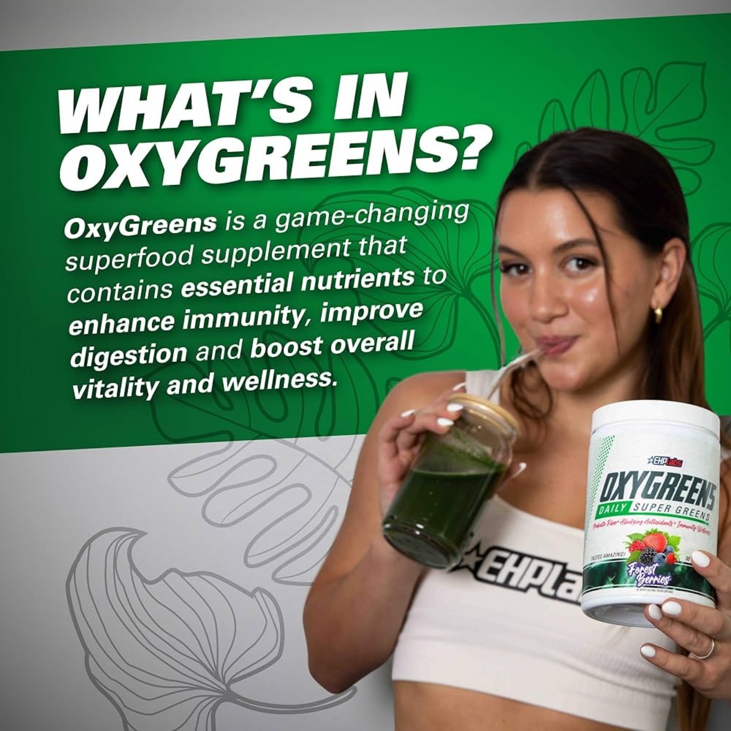 EHPlabs OXYGREENS powder 9oz ( 30 Servings ) Natural Pineapple Fla BEST BY 08/26