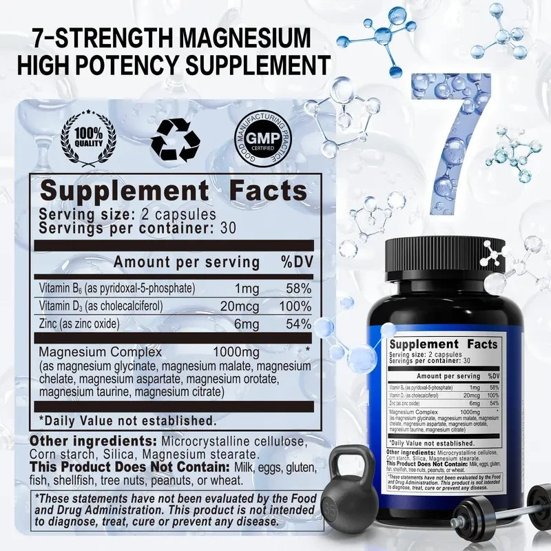 10 Elemental Magnesium Complex 1000mg – Zinc, Cortisol Balance, US Tablets
