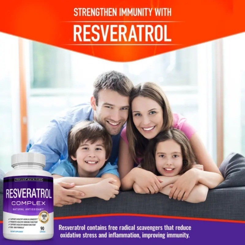 Toplux Resveratrol 1800mg Complex High Potency Antioxidant- 1/2/ Bottles
