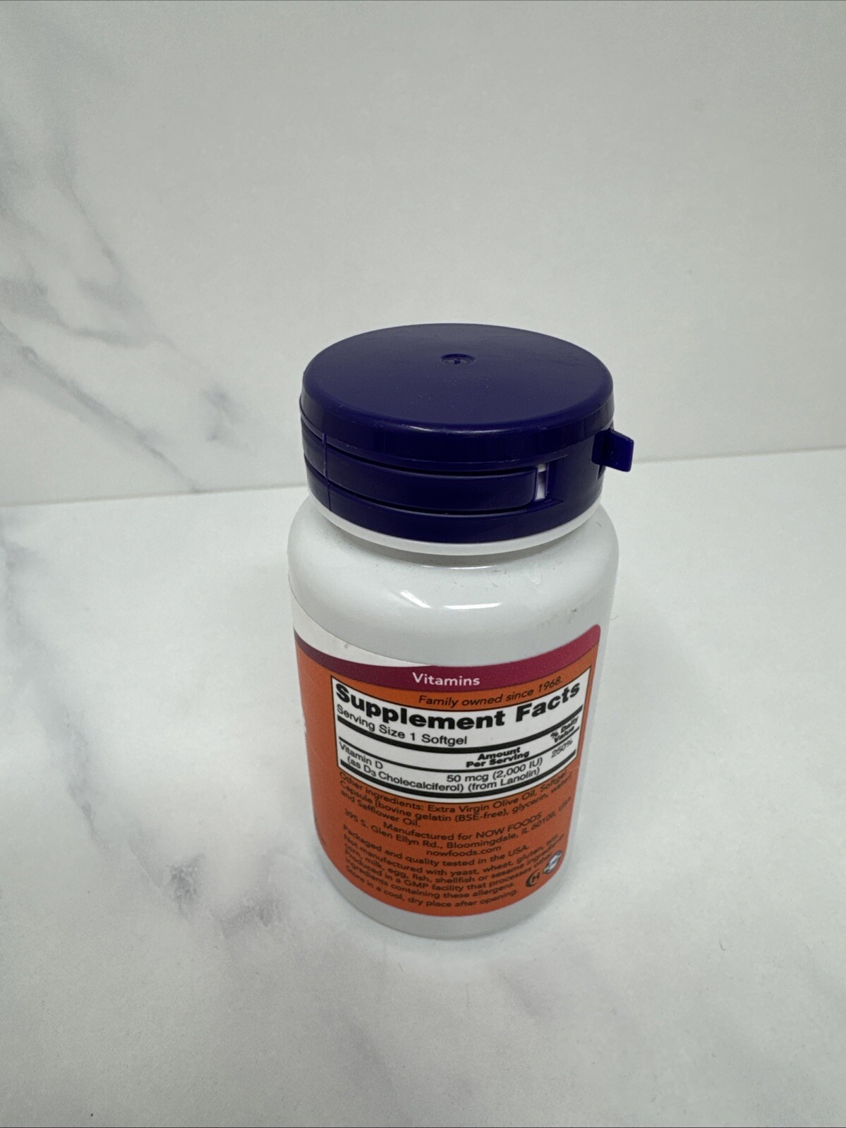 Now Supplements Vitamin D-3 2000 IU, 120 Softgels Bone & Immune Health Exp 06/28