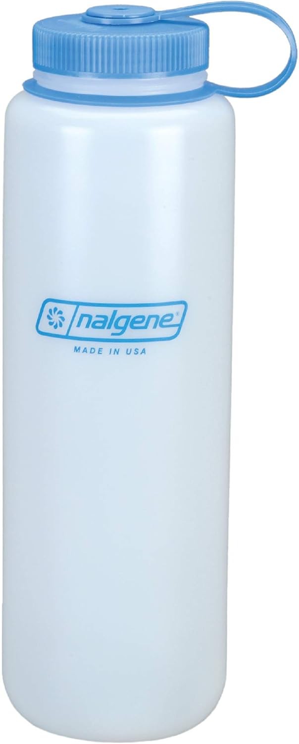 Nalgene HDPE Wide Mouth Water Bottle, Clear, 48 oz 50.7 Ounces, Clear