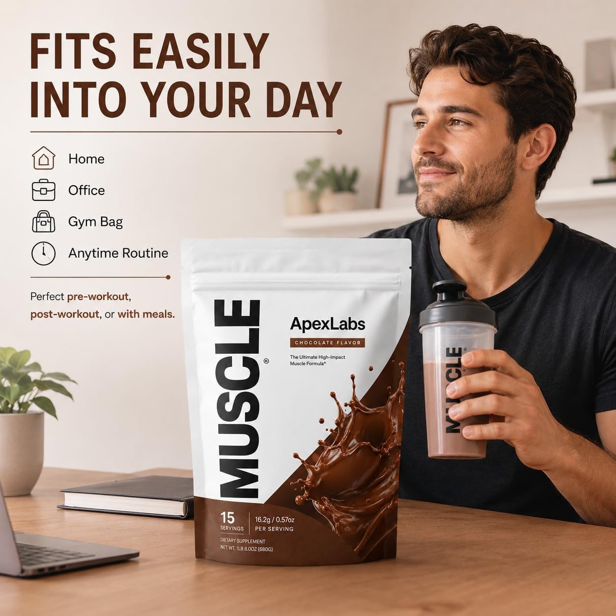 Apex Labs Protein Powder MUSCLE 15 servings 8.55oz EXP 05/2028