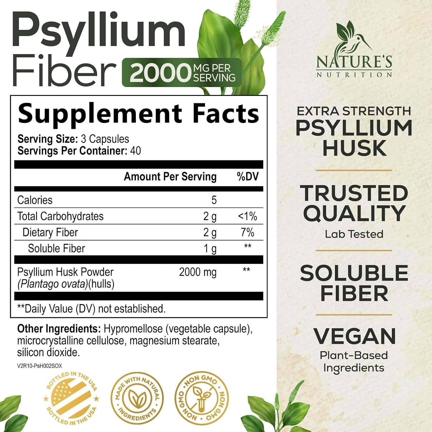 Psyllium Husk Powder 2000mg Per Serving Supplement – Extra Strength Psyllium …