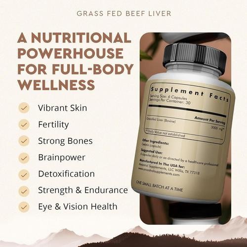 Ancestral Supplements Grass Fed Beef Thyroid 500 Mg 180 Capsules
