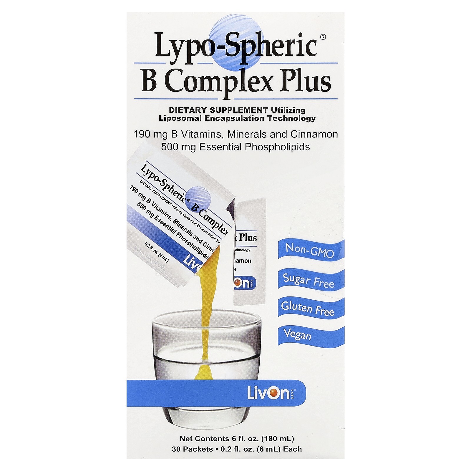 Lypo-Spheric® B-Complex Plus, 30 Packets, 0.2 fl oz (6 ml) Each