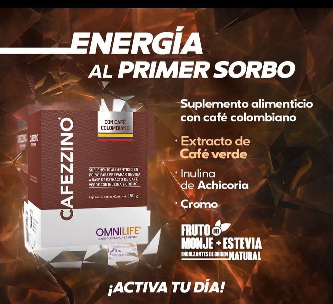 Suplemento Con Cafe Colombiano Omnilife CafezzinoBox with 30 packets 150g