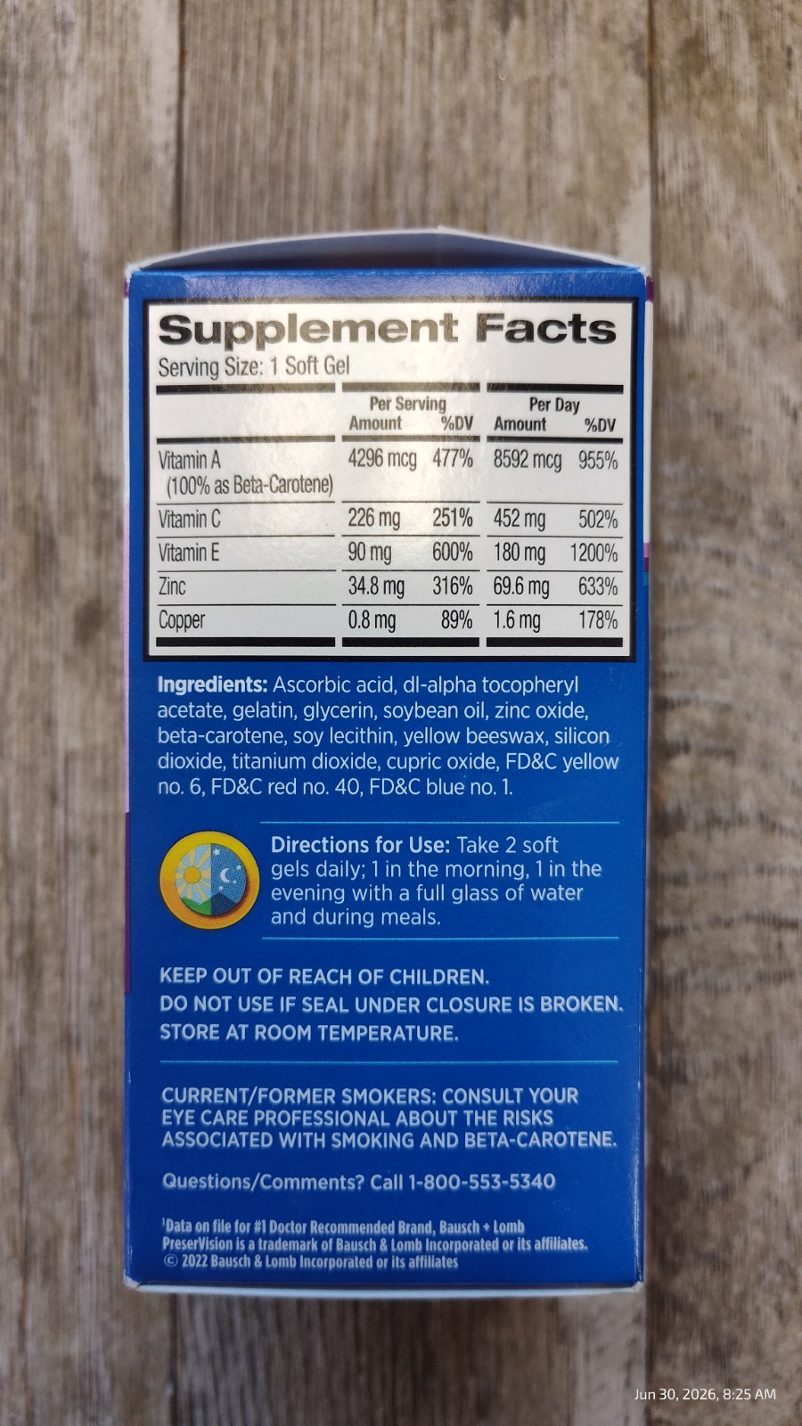 Bausch + Lomb Vitamin and Mineral Supplement 90 Softgels (EXP DATE SEE PICTURE)